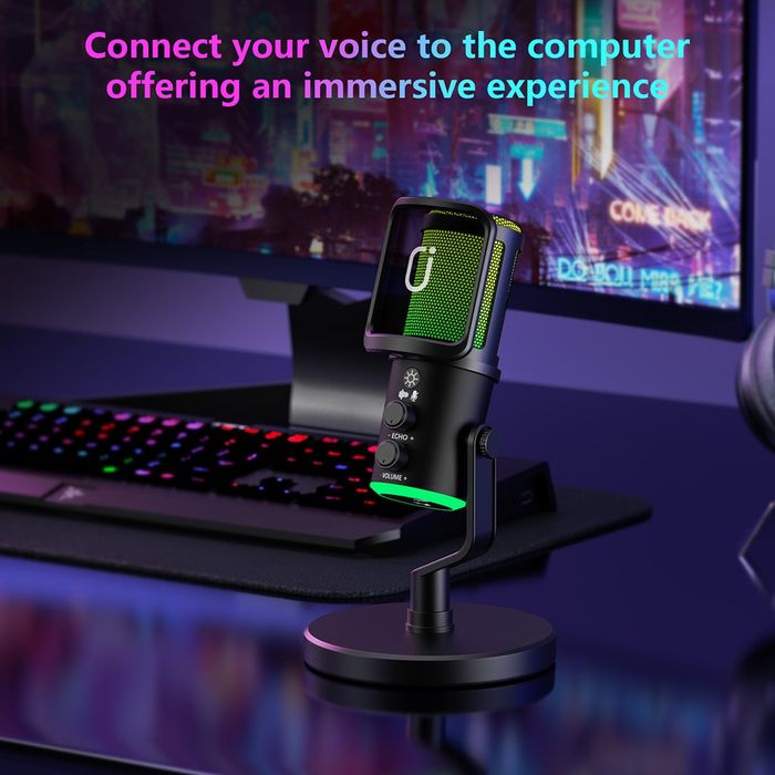 U120 Jogo Desktop Microfone com luzes de respiração RGB