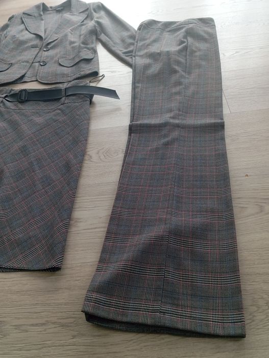 Garnitur w kratę damski komplet r.S