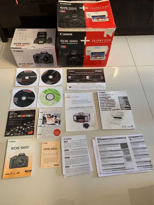 Canon EOS 1000d com 2 Objetivas e 2 baterias + impressora Selphy CP530