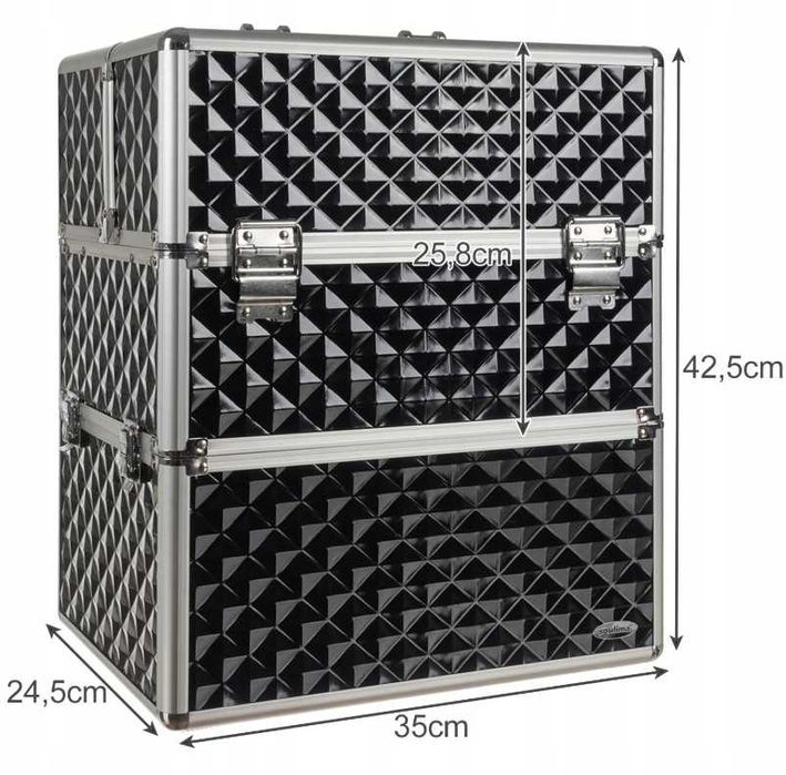 Walizka kuferek organizer kosmetyczny na kosmetyki 3D czarny