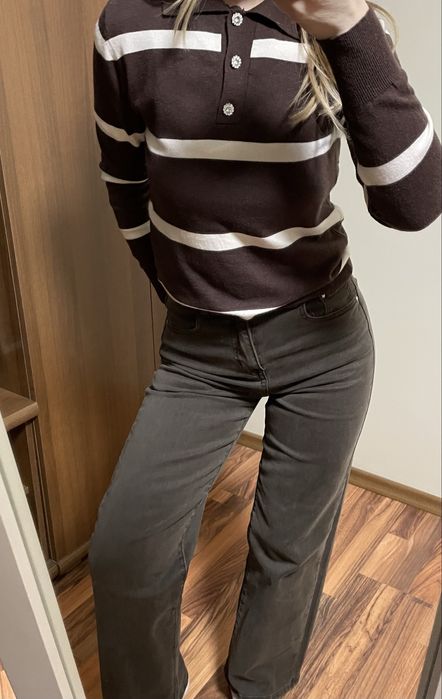 Стильний набір, костюм, коричневі джинси кофта