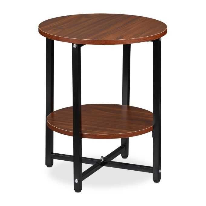 Stolik kawowy boczny okrągły śr.40cm LOFT metalowa rama 2 poziomy WADA