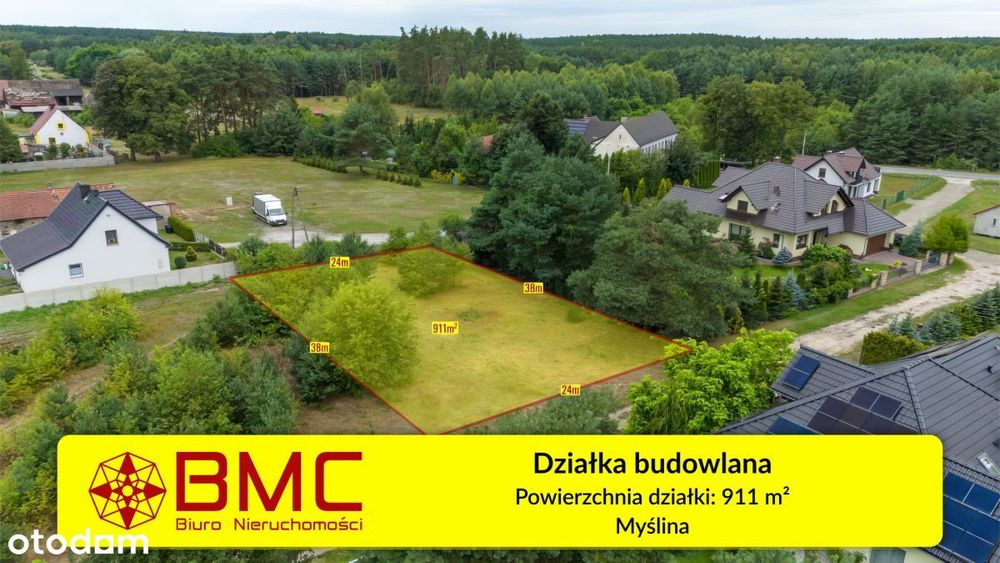 Działka budowlana Myślina 911m2