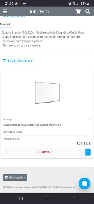 Quadro branco magnético
