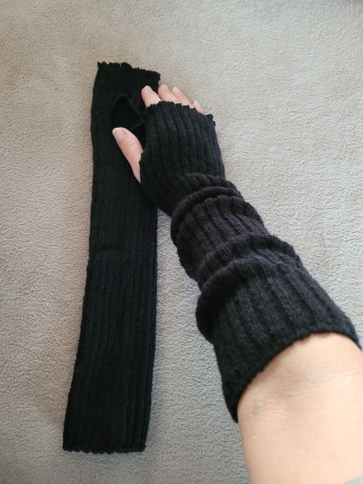 Rękawiczki bez palców długie czarne ciepłe ocieplacze na ręce na zimę