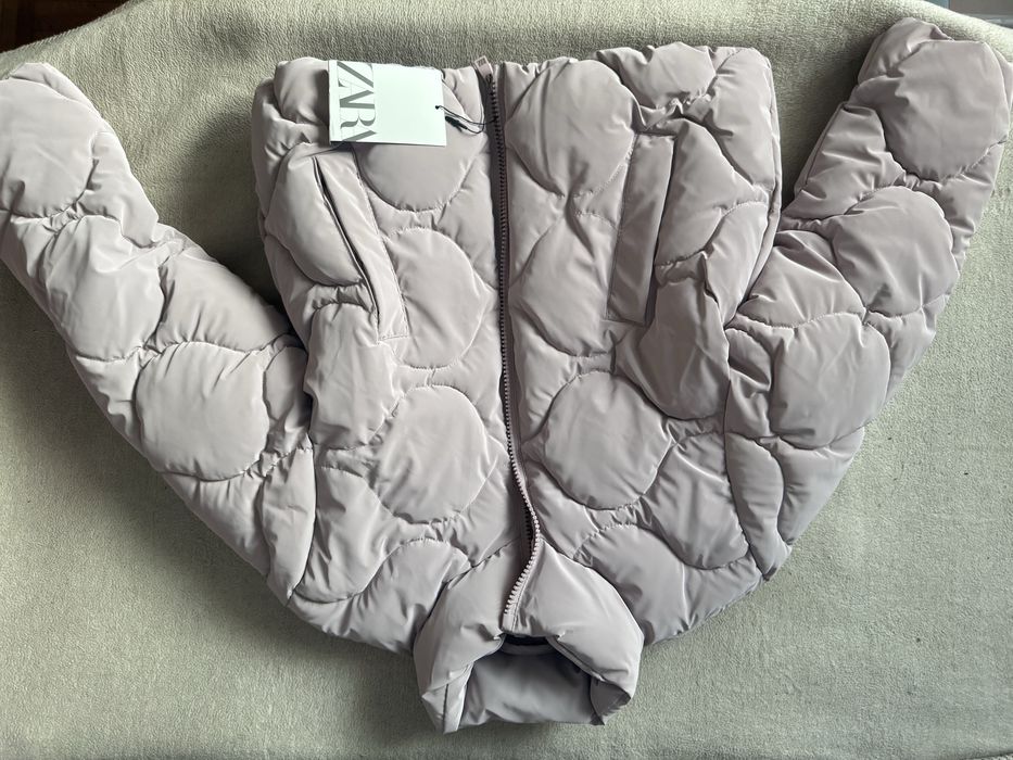 Nowa zimowa kurtka dziewczęca 8-9 lat 130 cm, ZARA pudrowy róż