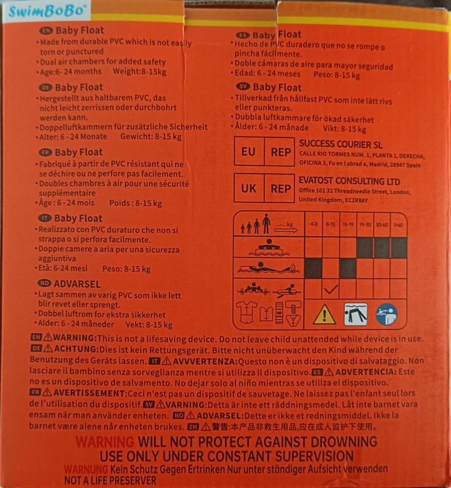 Boia de Natação para Bebé SwimBoBo (6-24 meses)