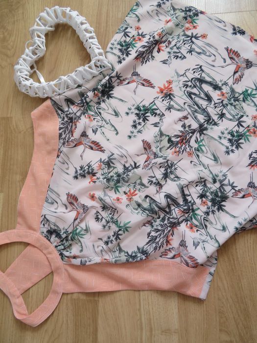 H&M jak Nowa bluzka damska koszula koszulka top KWIATY PTAKI,  40  L