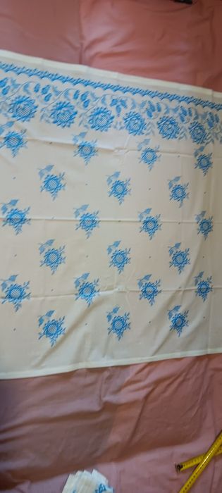 Платки хкстки ссср белые с синими розами хлопок винтаж