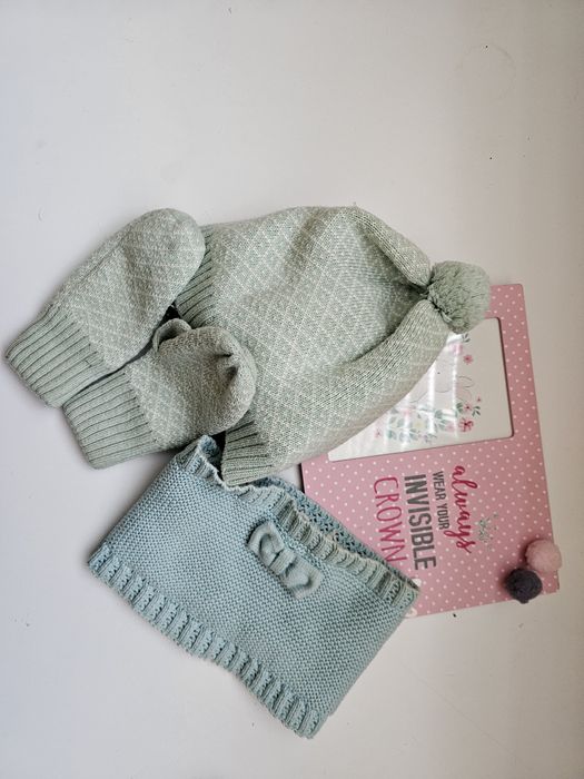 Komplet HM czapka komin rekawiczki 1-2latka, 86-92cm