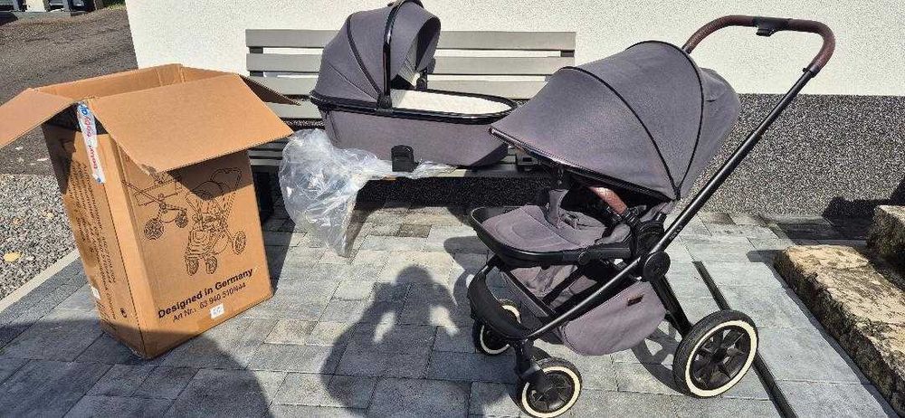 Wózek Moon ReSea S szary 2 w 1 gondola spacerówka zadbany adaptery