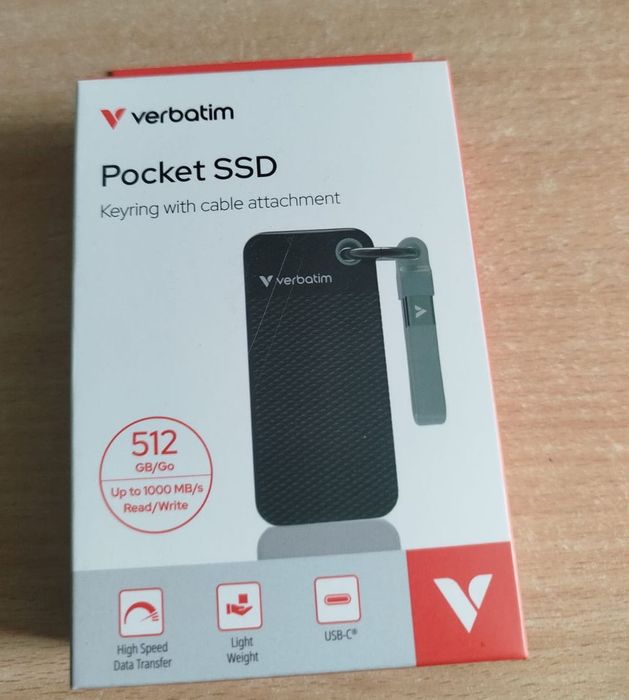 Nowy dysk zewn. SSD512 GB Verbatim pocket, brelok. GWARANCJA