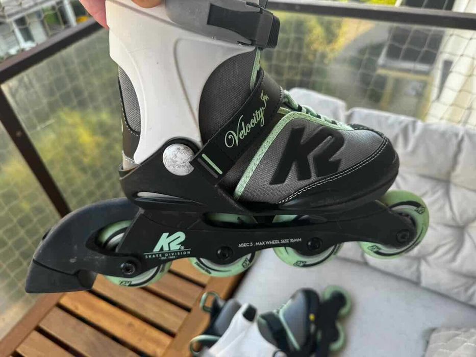Rolki K2 Velocity Junior G - regulowane 32-37. Ochraniacze gratis.