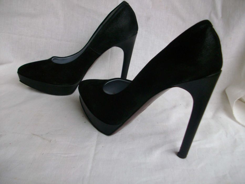 Gino Rossi skórzane zamszowe szpilki platforma szpic 36