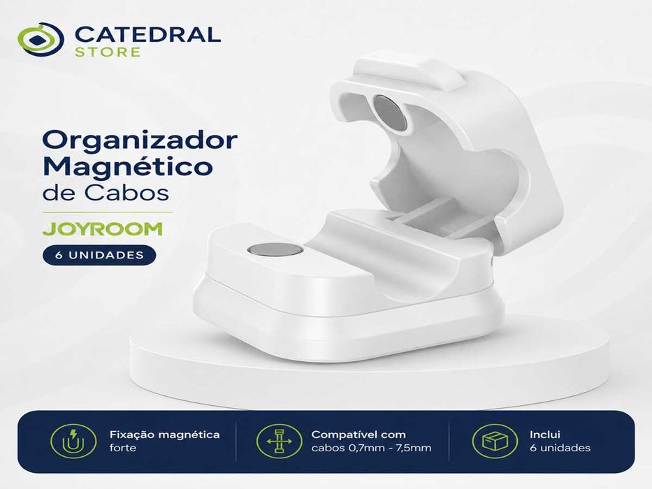 Organizador de Cabos Magnético JOYROOM – 6 Peças Branco