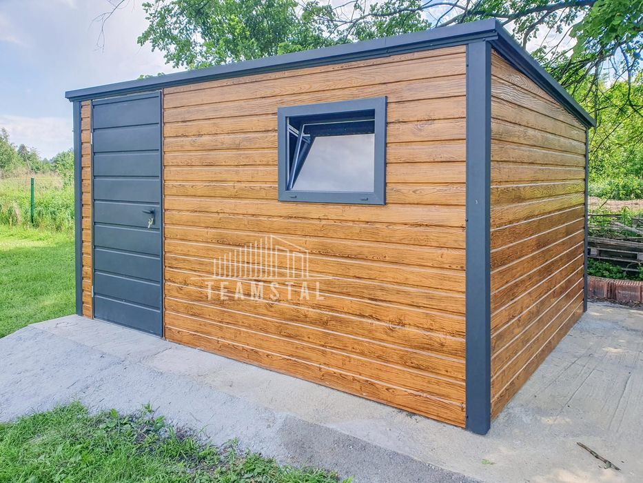 Schowek - Domek Ogrodowy 4x3m - Drzwi - Okno - Drewnopodobny - TS721