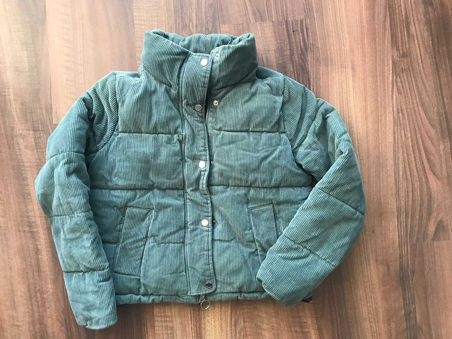 puchowa kurtka sztruksowa, puchowa bomberka sztruksowa Hollister XS/34