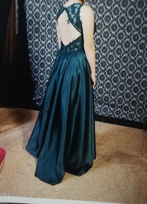 Vestido de gala verde escuro como novo
