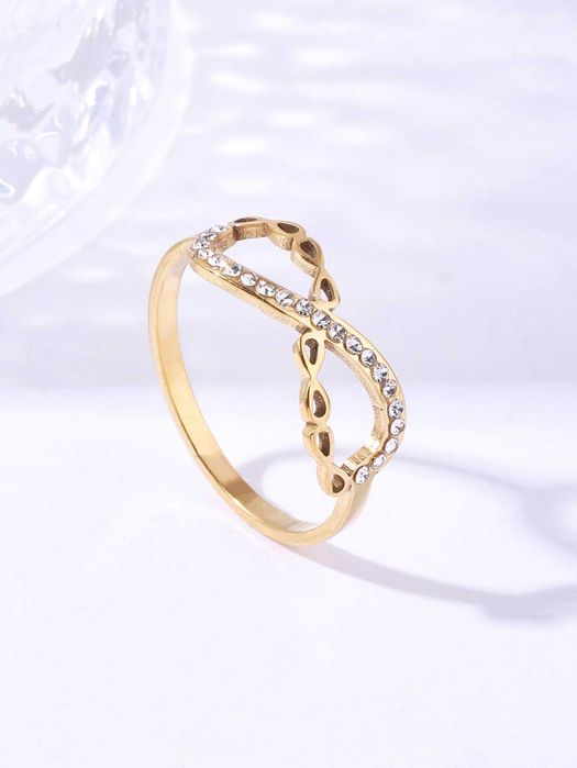 Anel Elegante Infinito em Aço Inoxidável