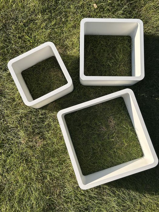 Nowoczesna półka wisząca Zestaw 3 sztuk Białe kwadraty