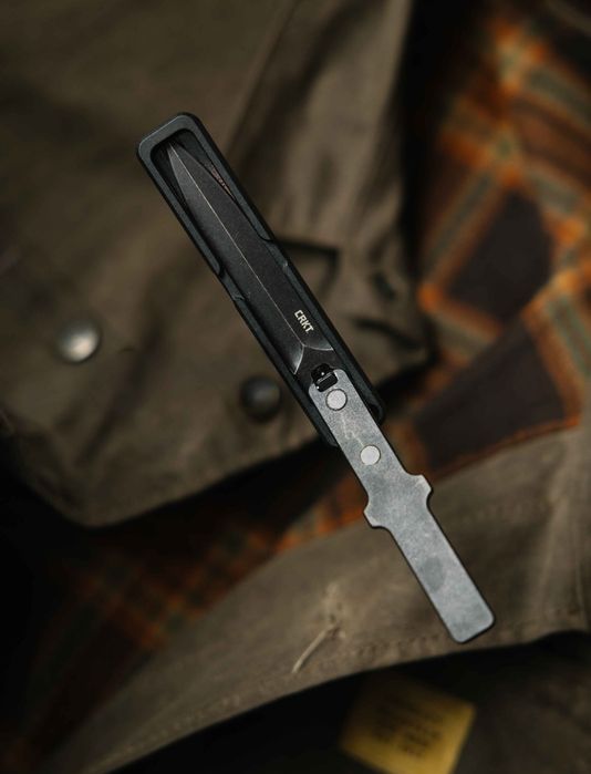 CRKT Gravitic Flip Manual OTF Knife Stonewash High Carbon D/E Black GRN (CR6013), фронтальний гравітаційний ніж,