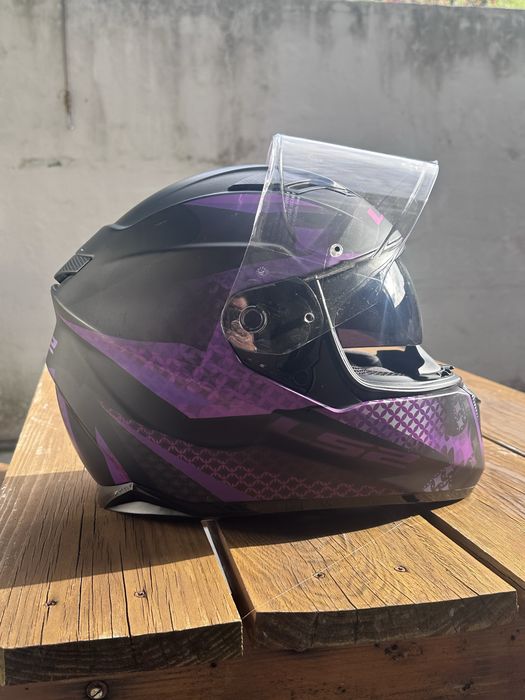 Capacete ls2 rosa e preto