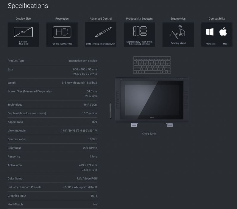 Wacom Cintiq 22HD DTK-2200
