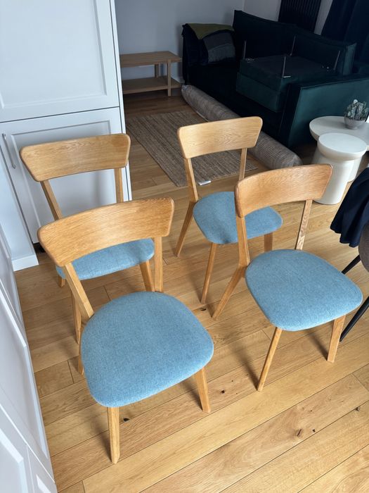 4x Krzeslo dębowe tapicerowane 01 - lite drewno | WOODICA