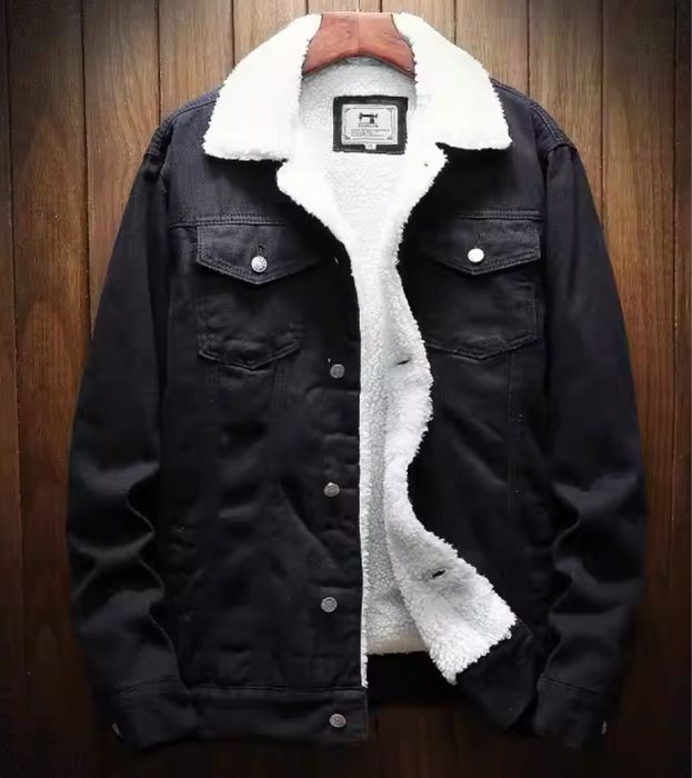 Kurtka dżinsowa jeans kożuszek ocieplana zimowa vintage modna