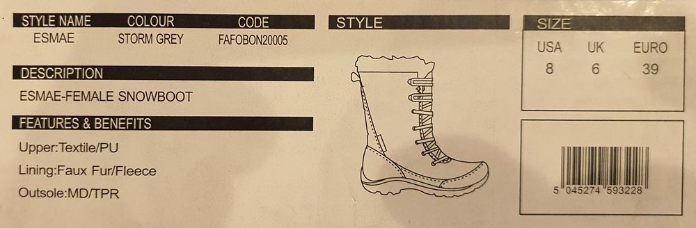 Buty zimowe , śniegowce Trespass 39