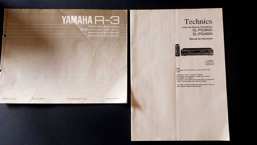 Aparelhagem: Yamaha Amplified Receiver, Technics Compact Disc, colunas