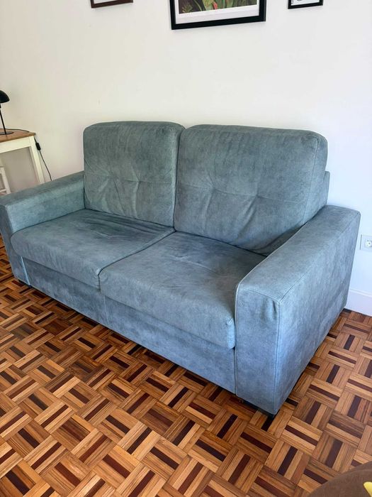 Sofá 3 Lugares "Jade" Verde Água (Feira dos Sofás) – Ótimo Estado