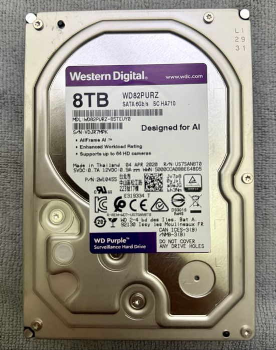 Жорский диск внутрішній 3,5 Western Digital Pure  WD82PURZ 8Tb 2+1=3