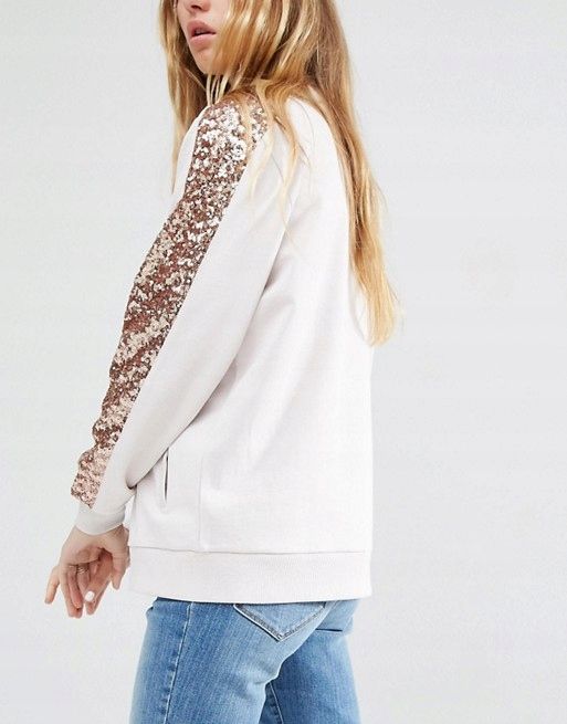 Bluza Beżowa Rozpinana Z Cekinami M 38