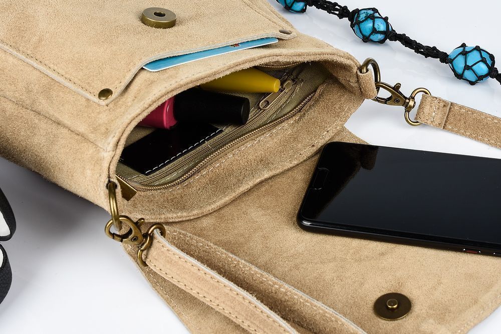 Beżowa Skórzana Damska Zamszowa Listonoszka Z klapą X40 torebka nowa