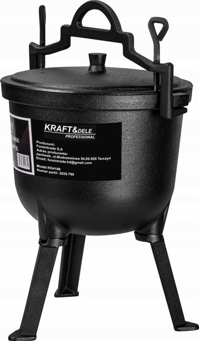 Kociołek myśliwski Garnek żeliwny 8L Ognisko Grill Pieczonki Garczek