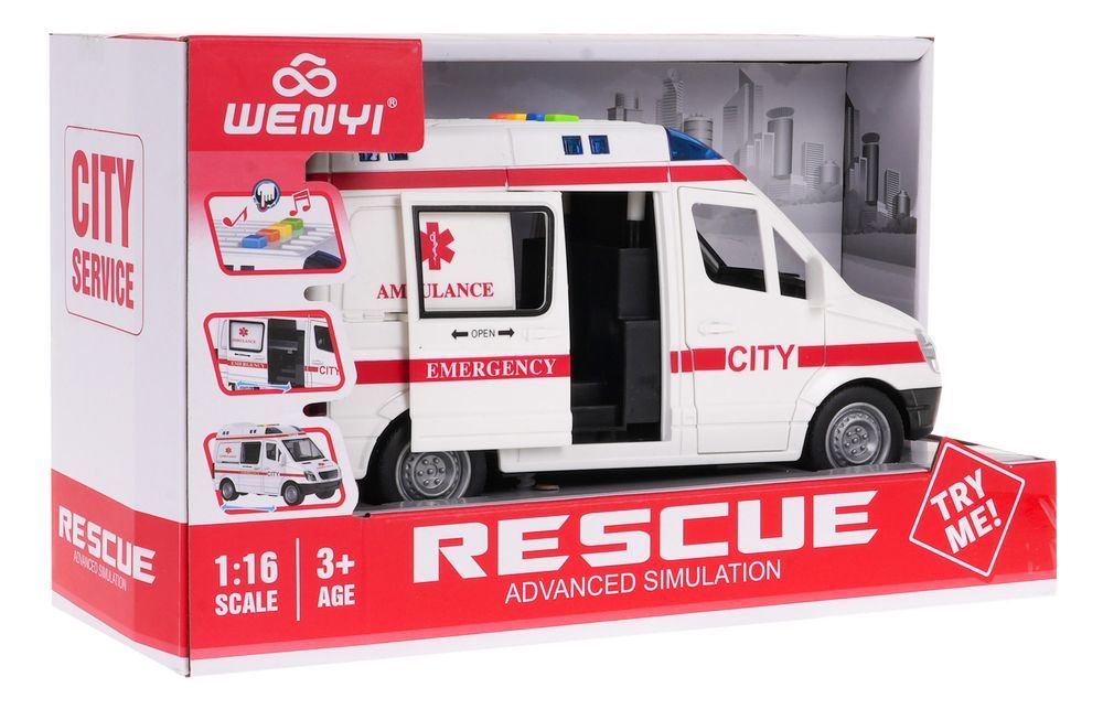 Interaktywna Karetka Dla Dzieci 3+ Model 1:16 + Dźwięki Światła + Ruc