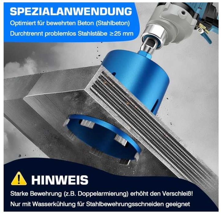 Otwornica diamentowa do betonu średnica 68mm, długość 200mm Vrietina