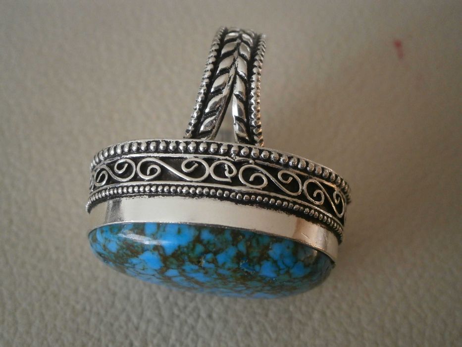 Anel Antigo Prata e Pedra Semipreciosa Turquesa !