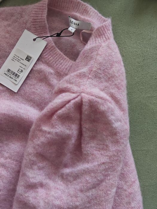 pudrowy wełniany kardigan sweter wool ull mohair DONA L