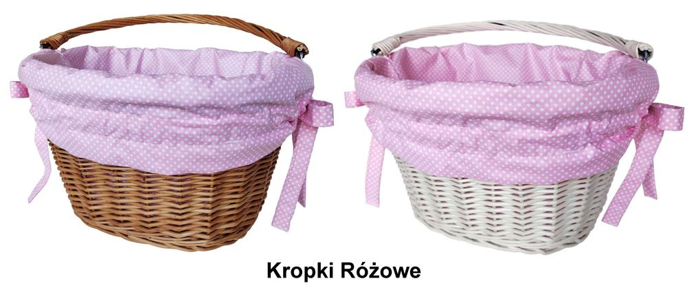 Kosz wiklinowy biały na rower kierownicę koszyk rowerowy z uchwytem