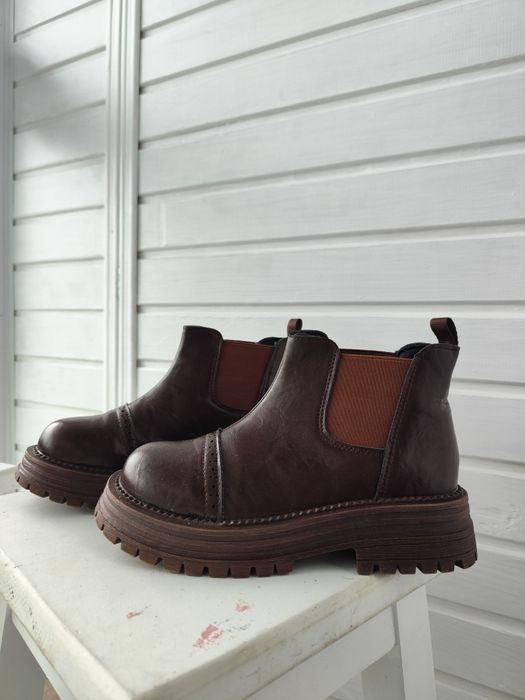 жіночі коричневі демісезонні черевики Челсі 24.5 см 38 розмір