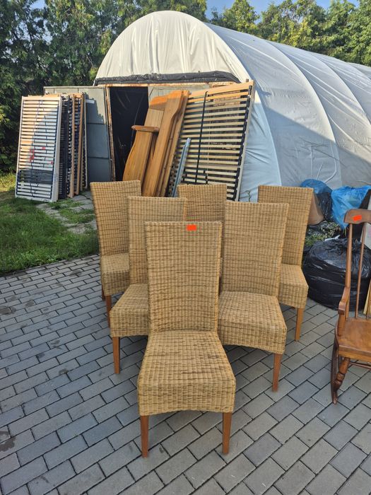 Komplet 6 krzeseł rattan