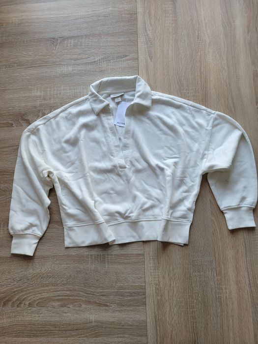 L 40 XL 42  Monki bluza ze stójką kołnierzykiem ecru  bawełniana damsk