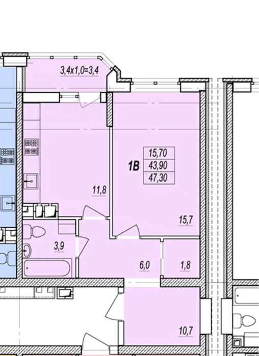 1-room apartment apartment by the address (area 47,3 m²) - Atlanta.ua - photo 5