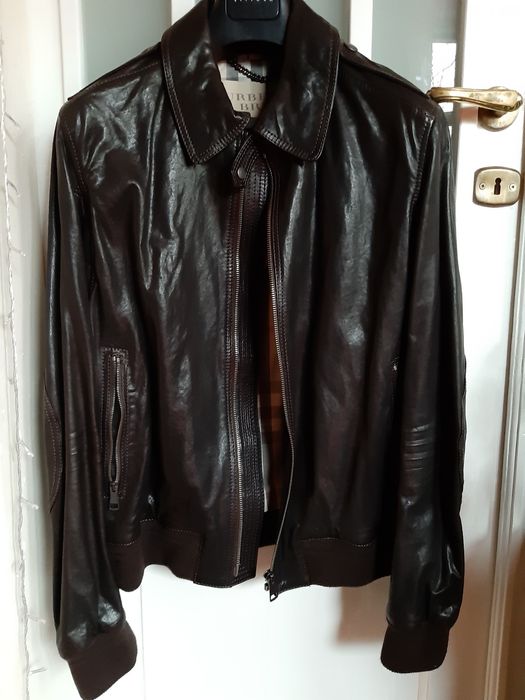 Burberry kurtka skórzana skóra L brąz 100%oryg nr seryjny piękna preze