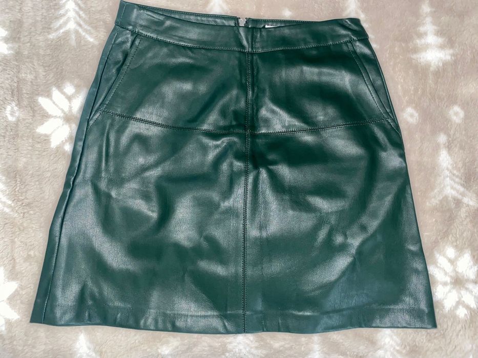 Spódniczka skórzana butelkowa zieleń