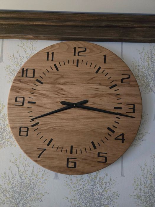 Настінний годинник з дуба 70 см | Ручна робота | Безшумний | Handmade