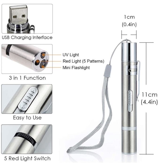 Ponteiro Laser 3 em 1 (Laser, Luz UV, Luz LED) (NOVO)