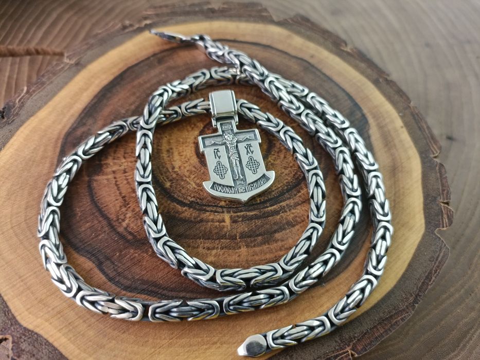 Серебряная цепочка Королевская подвеска. Срібний Ланцюг Святий Миколай